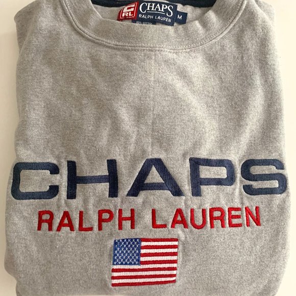 Ralph Lauren Other - EUC Chaps Ralph Lauren Gray Pullover Crewneck Size Medium With USA Flag
